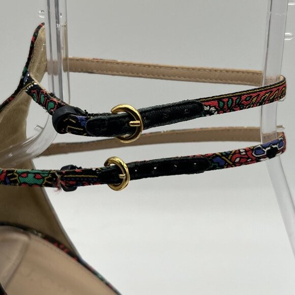 J. Crew Womens 8 Silky Pump Pointed Toe Ankle Straps Leather Lining Italy Made - Picture 10 of 13